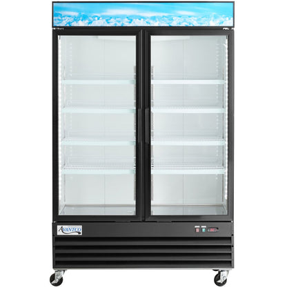 Avantco GDC-49-HC 53" Black Swing Glass Door Merchandiser Refrigerator with LED Lighting