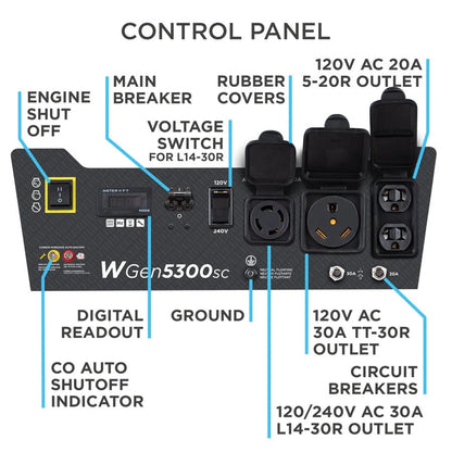 WGen5300sc Generator with CO Sensors.
