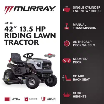 Murray MT100 106.7 cm Gas Manual Riding Lawn Tractor Mower