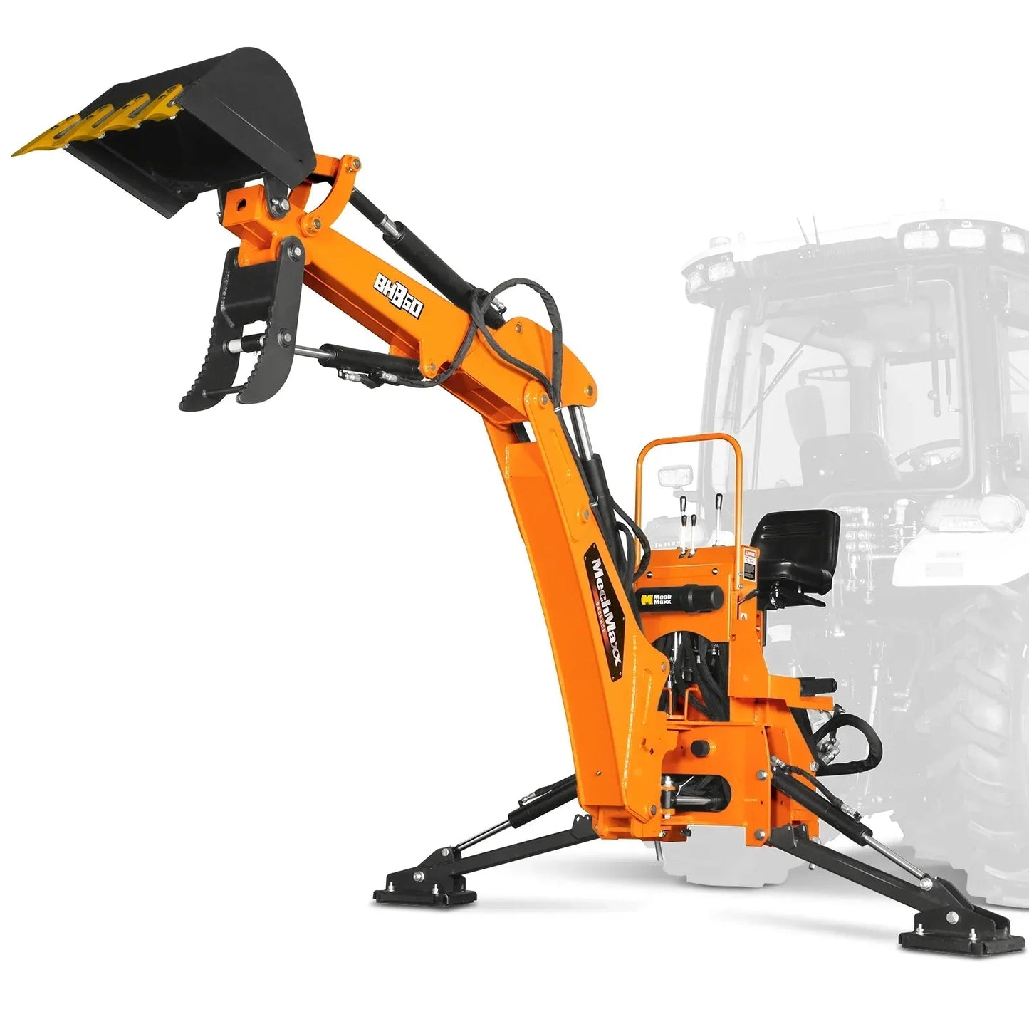 9′ Tractor Backhoe Attachment with Hydraulic Thumb, 15″ Bucket, Self-Contained Pump, for 25-100 HP, Cat. 1&2 Tractor, BH860