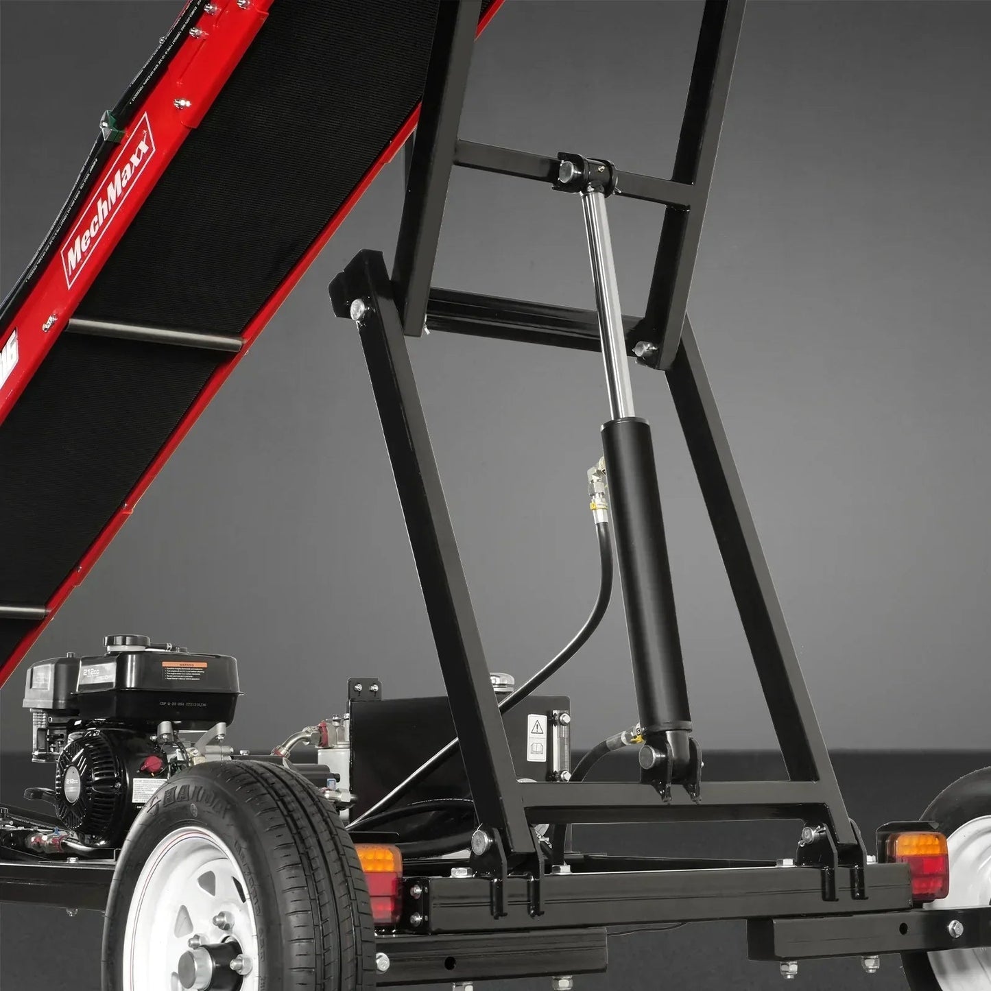 Firewood Conveyor, 7HP 212cc Gasoline Powered Max. 124″ Lift Height, 236” Length, 16″ Width, HC2016