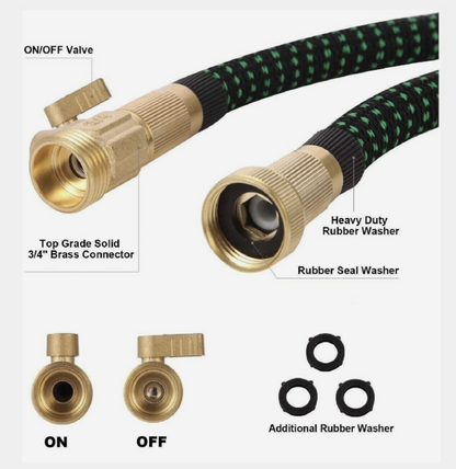 100ft Stronger Expandable Garden Hose Set 4-Layer Latex 10 Spray Nozzles Strong