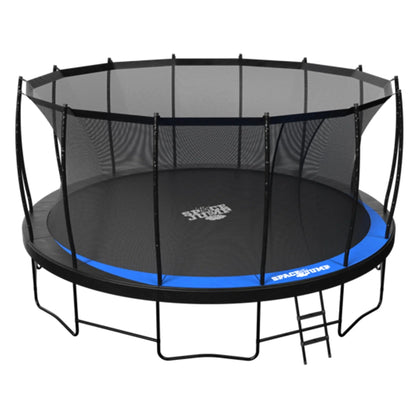 SpaceJump Lunar 16 Foot Trampoline, Outdoor Round Bouncer with Safety Net, Black
