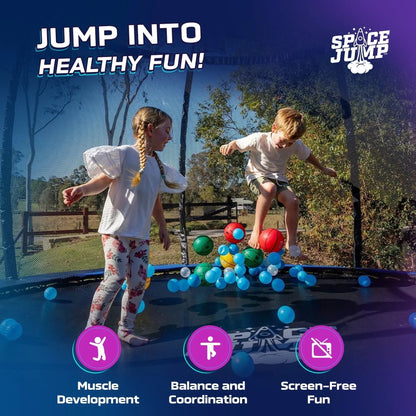 SpaceJump Lunar 16 Foot Trampoline, Outdoor Round Bouncer with Safety Net, Black