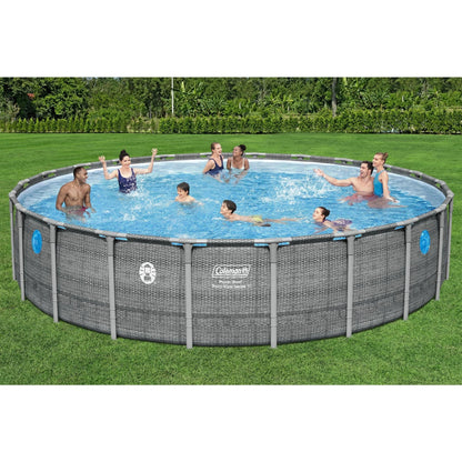 Coleman Power Steel 22’x52” Metal Frame Above Ground Pool w/ Pump, Ladder, & Cover, Gray