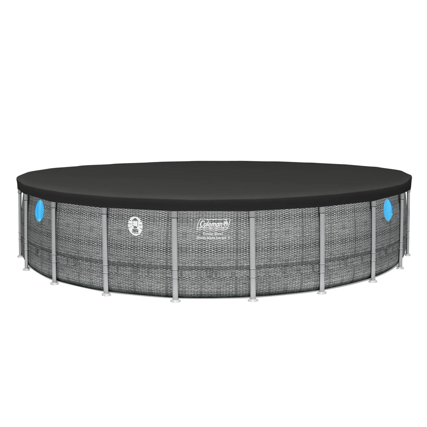 Coleman Power Steel 22’x52” Metal Frame Above Ground Pool w/ Pump, Ladder, & Cover, Gray