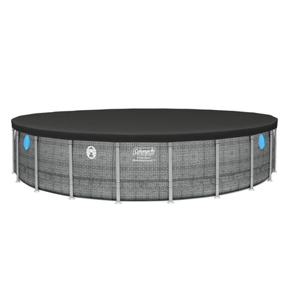 Coleman Power Steel 22’x52” Metal Frame Above Ground Pool w/ Pump, Ladder, & Cover, Gray