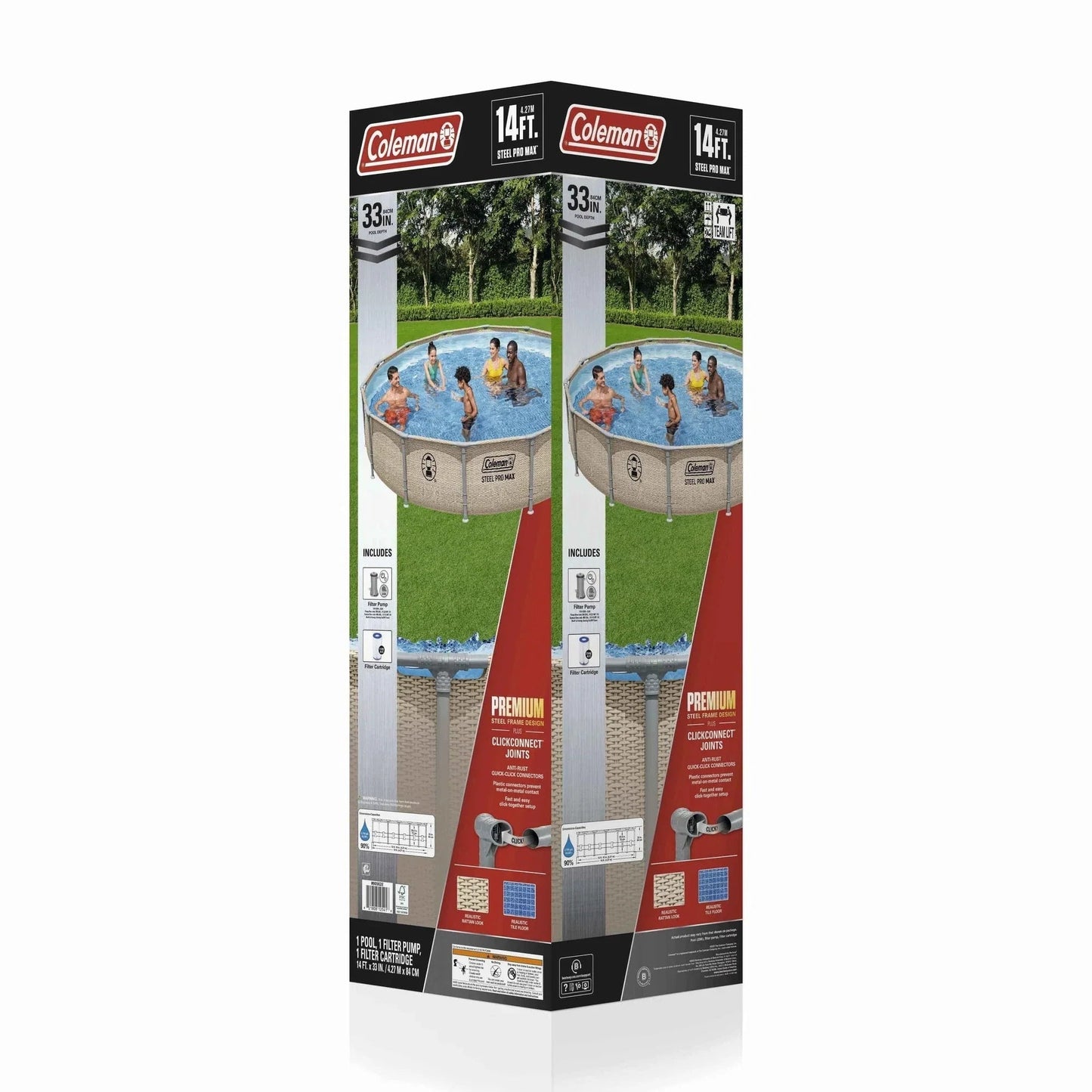 Coleman Steel Pro Max 14′ x 33″ Round Metal Frame Above Ground Pool Set