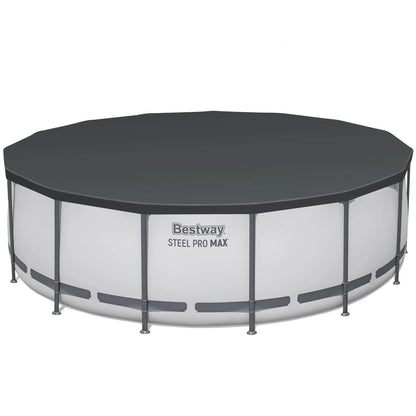 Bestway Steel Pro MAX 15′ x 48″ Prismatic Stone Pool Set| Durable Construction, Easy Assembly, and All-Inclusive Accessories – above ground pool set with filter pump, ladder, and pool cover
