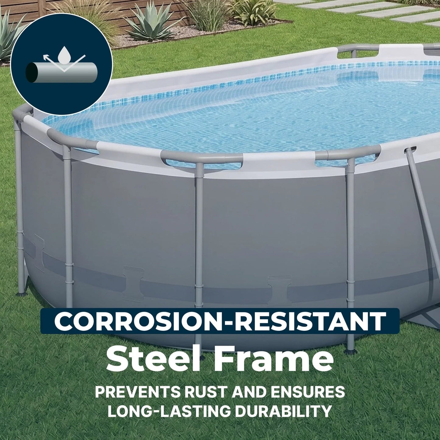 Bestway Steel Pro MAX 14 ft x 8 ft 2 in x 39.5 In, Oval Above Ground Pool Set, Outdoor Frame Swimming Pool