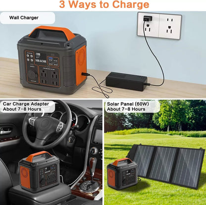 SBAOH Portable Power Station, 300W 296Wh Solar Generator Quick Charge / 110V AC Outlets/DC Ports and LED Flashlight