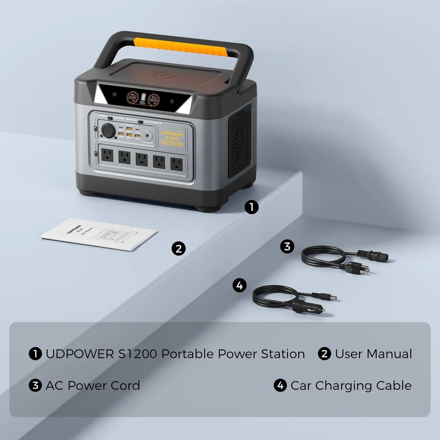 UDPOWER S1200 Portable Power Station 1200W (Surge 1800W), Max 400W Solar Input, UPS, UL2743, for Home RV Emergency, Pure Sine Wave Visit the UDPOWER Store