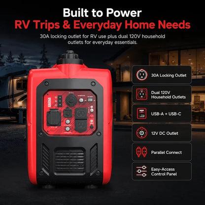 Erayak 4500W Quiet Inverter Generator | 30A RV-Ready Camping & Home Backup Power