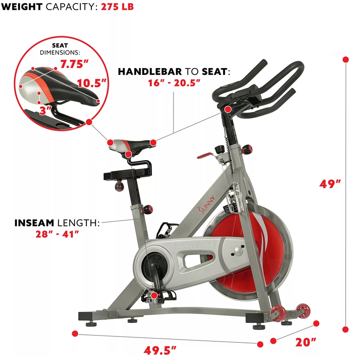 Sunny Health & Fitness Pro II Indoor Stationary Cycle Bike