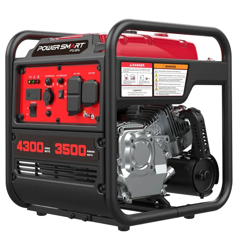 PowerSmart 4300-Watt Portable Generator with Inverter Technology, 3500W Rated, 223cc 4-Stroke Gas Powered Engine, 30 Amp for Home Backup, Camping, Emergency
