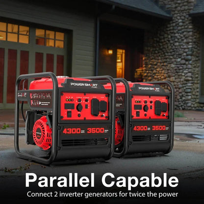 PowerSmart 4300-Watt Portable Generator with Inverter Technology, 3500W Rated, 223cc 4-Stroke Gas Powered Engine, 30 Amp for Home Backup, Camping, Emergency