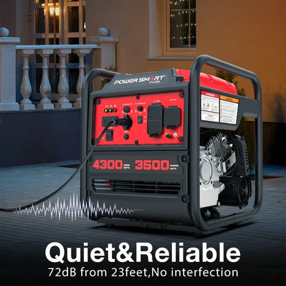 PowerSmart 4300-Watt Portable Generator with Inverter Technology, 3500W Rated, 223cc 4-Stroke Gas Powered Engine, 30 Amp for Home Backup, Camping, Emergency