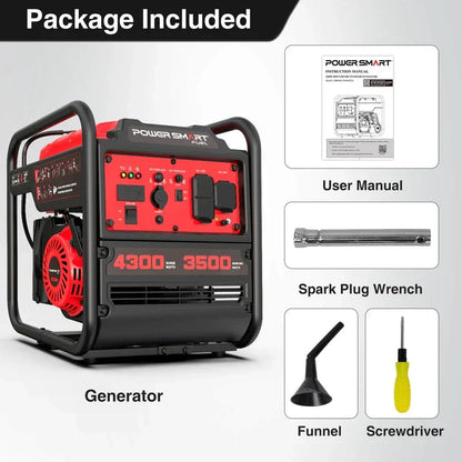 PowerSmart 4300-Watt Portable Generator with Inverter Technology, 3500W Rated, 223cc 4-Stroke Gas Powered Engine, 30 Amp for Home Backup, Camping, Emergency