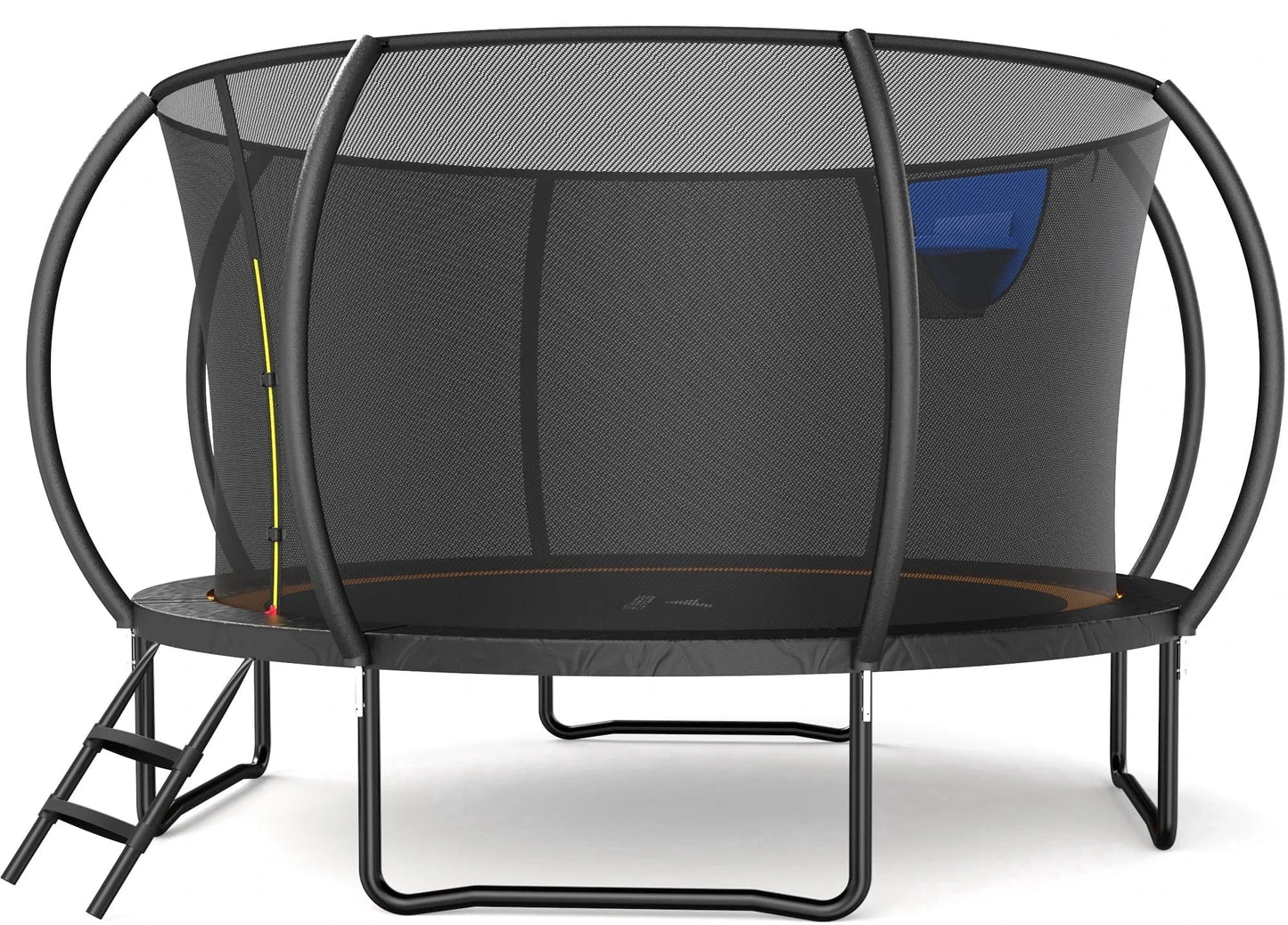 MERACH 14FT Pumpkin Outdoor Trampoline with Safety Enclosure Net, Basketball Hoop & Ladder, Heavy Duty Backyard Trampoline for Kids & Adults