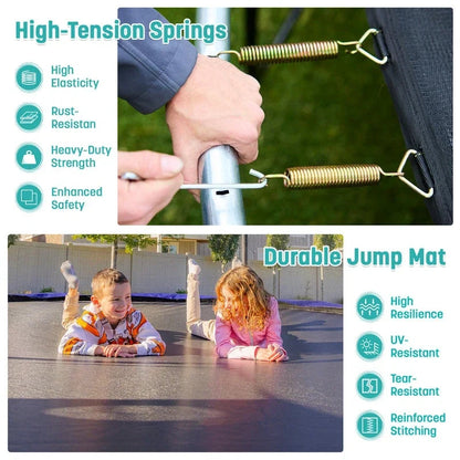 Skywalker Trampolines 15′ x 15′ Square Trampoline with Safety Enclosure Net – Blue Heavy-Duty Outdoor Trampoline for Kids & Adults, Rust-Resistant Steel Frame