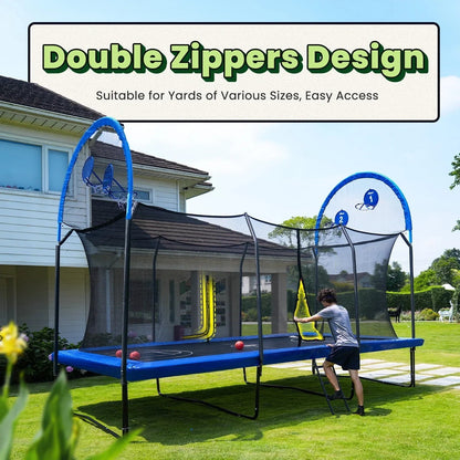 Zupapa 1500LBS Weight Capacity Rectangle Trampoline Basketball Hoop 10x17FT 9X15FT 8X14FT Outdoor Square Gymnastics Trampolines for Kids Adults