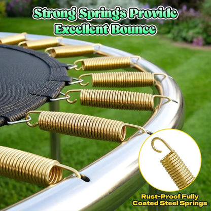 Outdoor Trampoline,Fashionsport Outfitters 8FT/12FT/14FT/16FT Round Jumping Trampoline with Ladder,Sprinkler,Basketball Hoop Board,Recreational Backyard Trampolines Anti-Rust for Kids Gift
