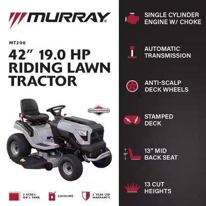 Murray MT200 106.7 cm Gas Automatic Riding Lawn Tractor Mower